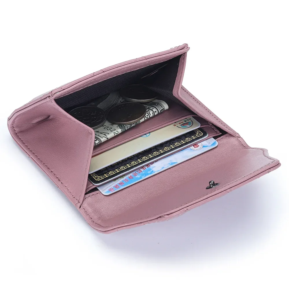 Luxury Quilted Genuine Leather Card Holder Credit Card Holder Small Compact Wallet Coin Purse Business Card Holder for Women
