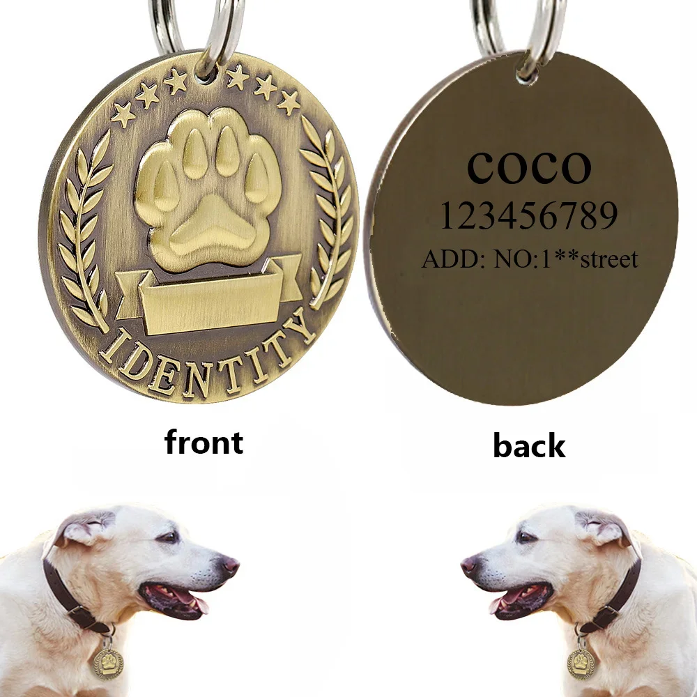 

Custom Engraved Dog ID Tag Stainless Steel Dogs Name Tags Personalized Anti-lost Nameplate Pet Accessories Free Engraving