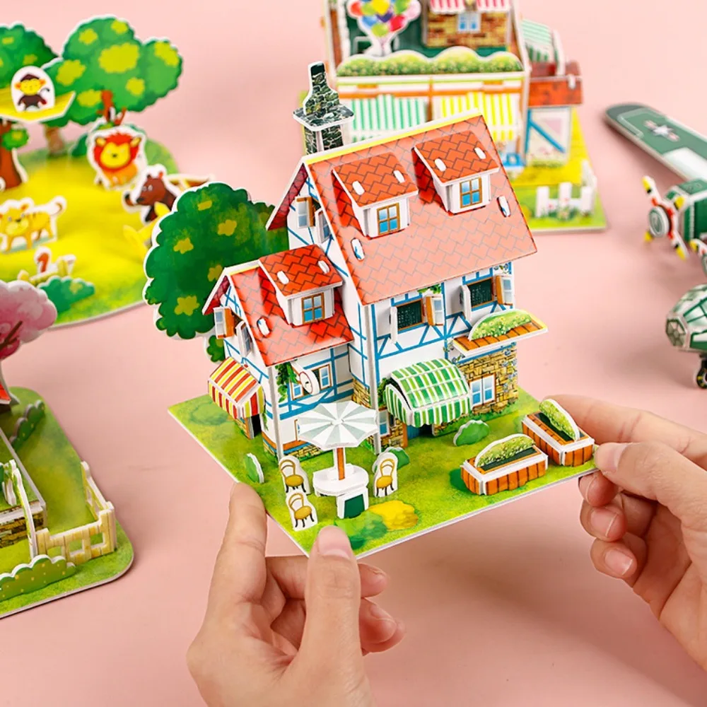 New Paper House Model Puzzle Early Education Handmade Puzzle Model Children's 3D Educational