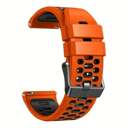 Premium Silicone Sport Wristband for Smartwatches - 24mm Strap Replacement (Orange and black)