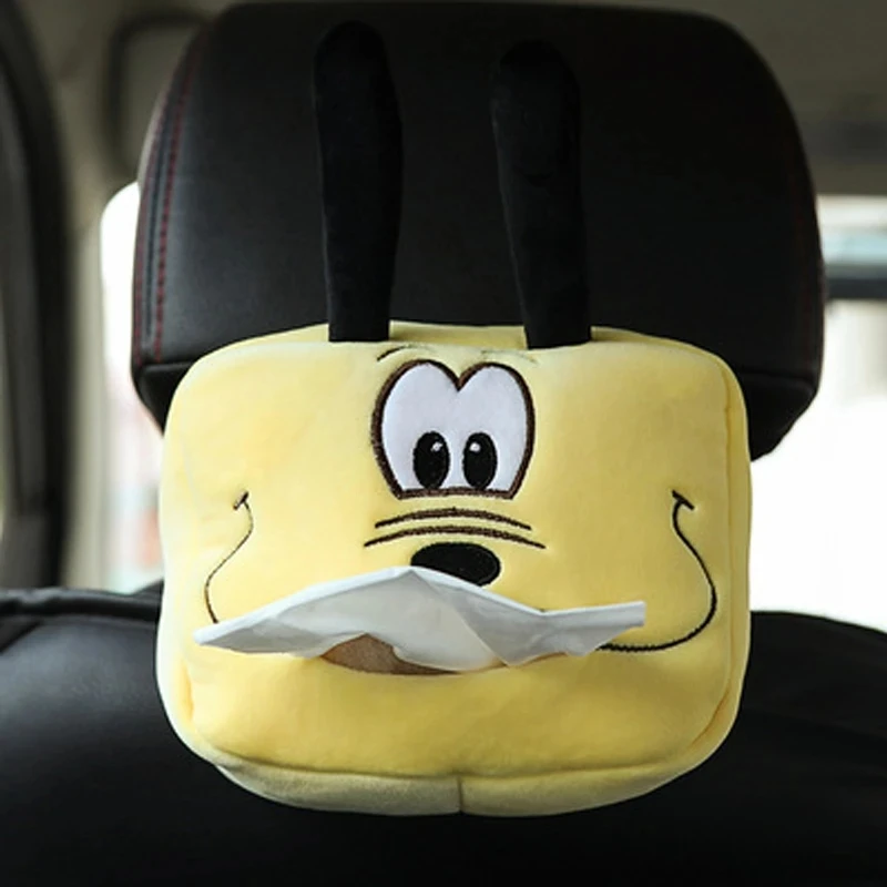 Cartoon tissue box Holder Cute Short Plush Tissue Boxes Bracket Auto Armrest Box Car Seat Back Car Decorations Holder