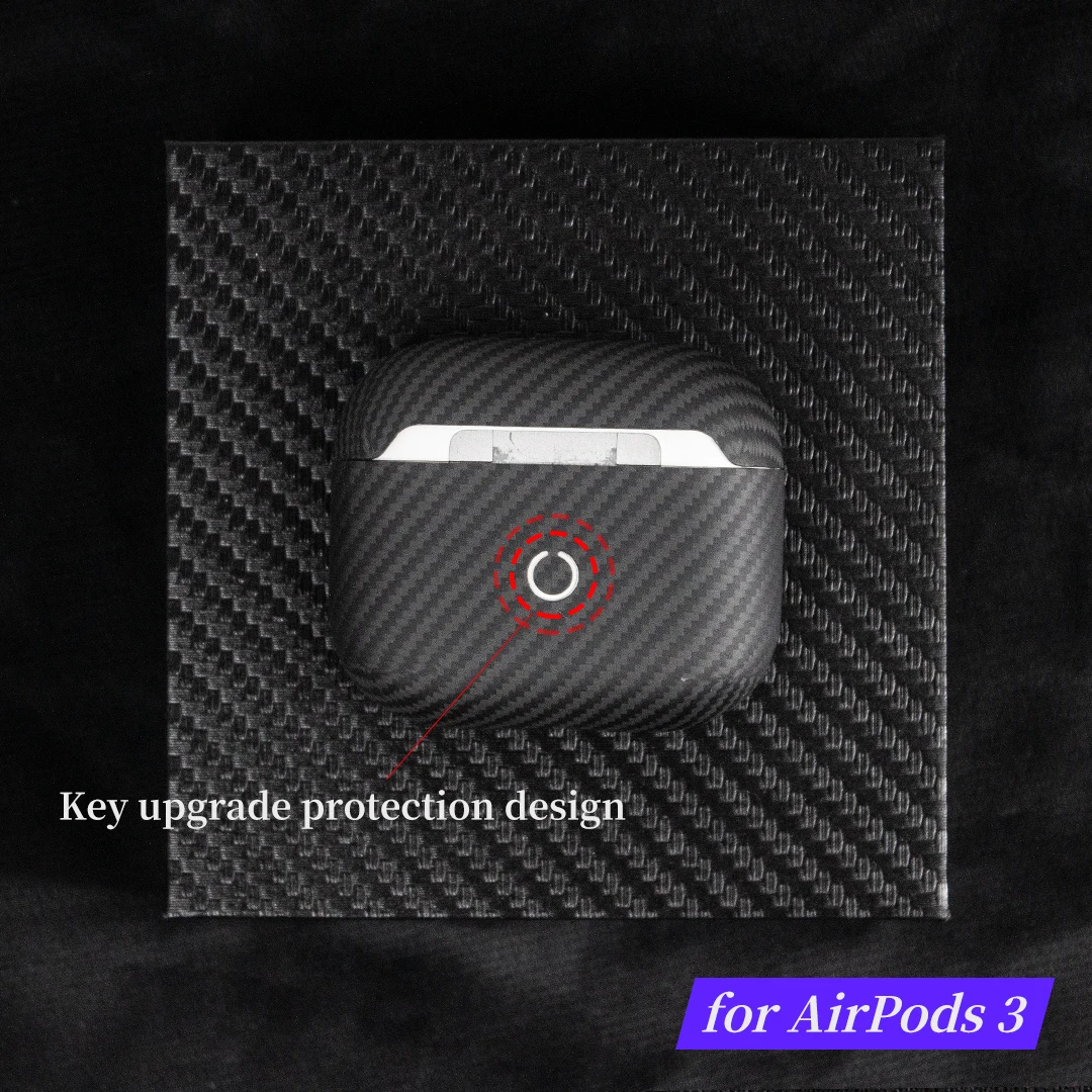 Carbono 600d Fibra de Aramida Fina-grão para Airpods Pro Capa de Fibra de Carbono Ultra-fino Escudo Duro Fone de Ouvido Acessórios Case de - Image 4