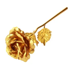 24K Gold Plated Eternal Rose - Elegant Faux Floral Decoration for Weddings, Valentine's Day, and Mother's Day Gifts (Gold)