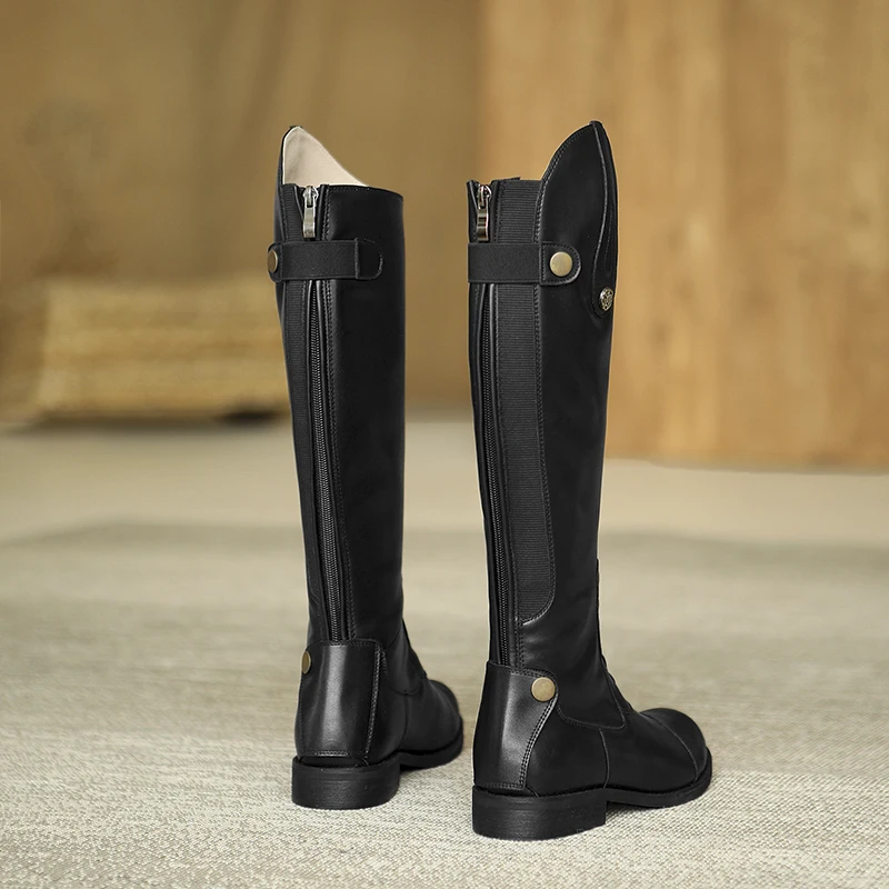 New Long Boots Women's Autumn and Winter Genuine Leather High Barrel Riding Knight Equestrian Boots Equitacion Caballos 5