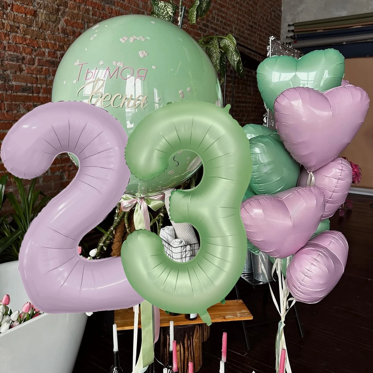 Lila Grün Serie Ballon 18 Zoll Vintage Folie Stern Herz Ballon Für Erwachsene Kinder Alles Gute Zum Geburtstag Party Dekoration DIY liefert – Detail 4