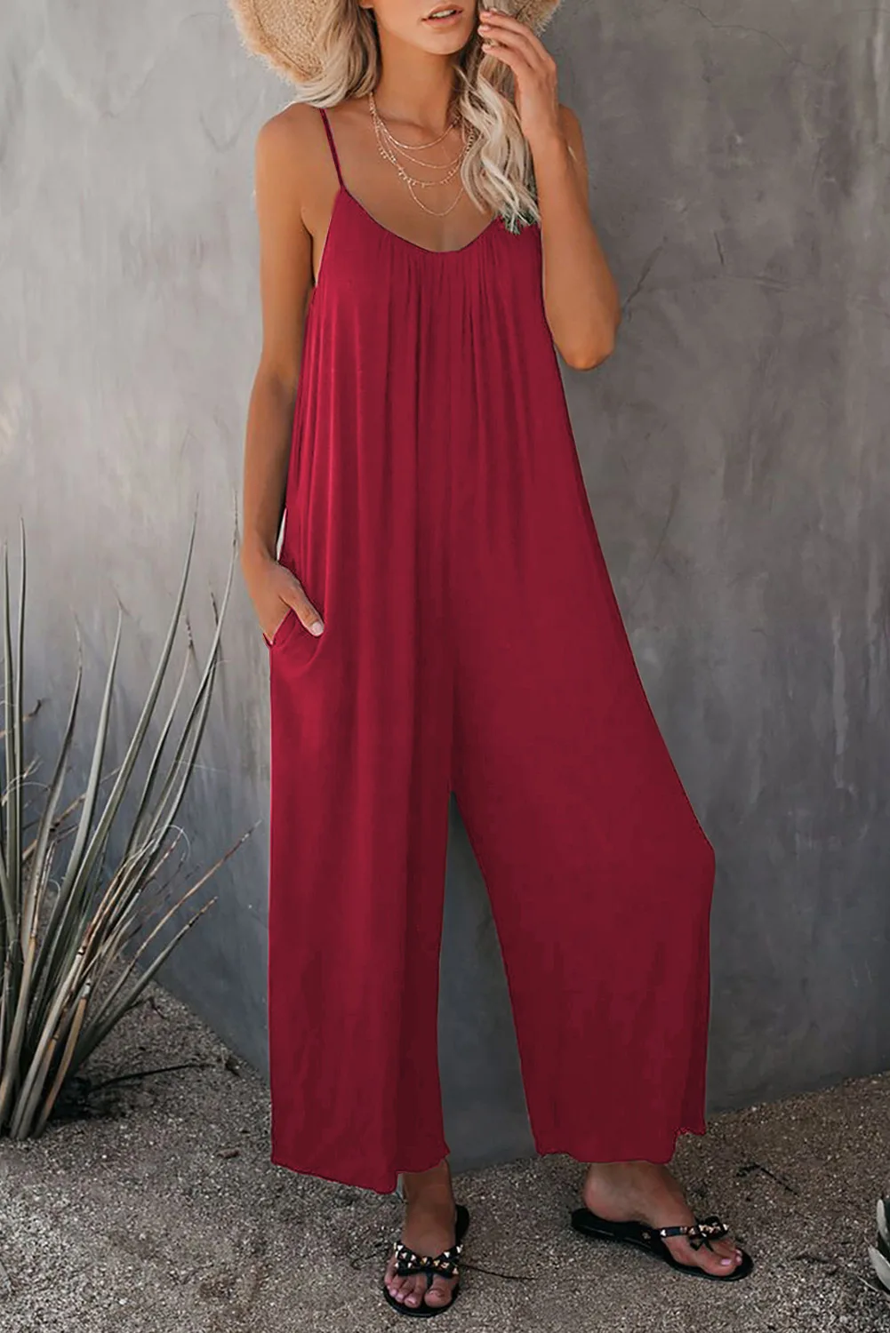 2023 Suspender Jumpsuit Summer New Solid Color Pocket Casual Jumpsuit Women Fashion Casual Commuter High Street Trousers Rompers