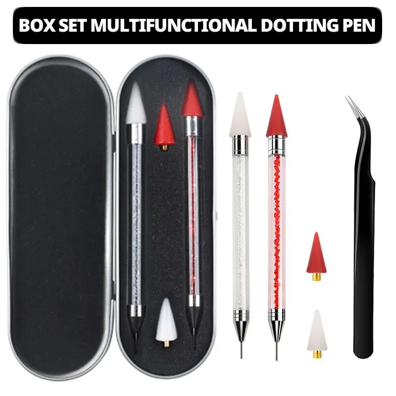 Box Set Multifunctional Detachable Wax Head Nail Rhinestone Dotting Pen Crystal Pickup Painting Nail Art Decoration Tools nail art pen nail art picking tools rhinestone picker pen nail art tools rhinestone picking tool