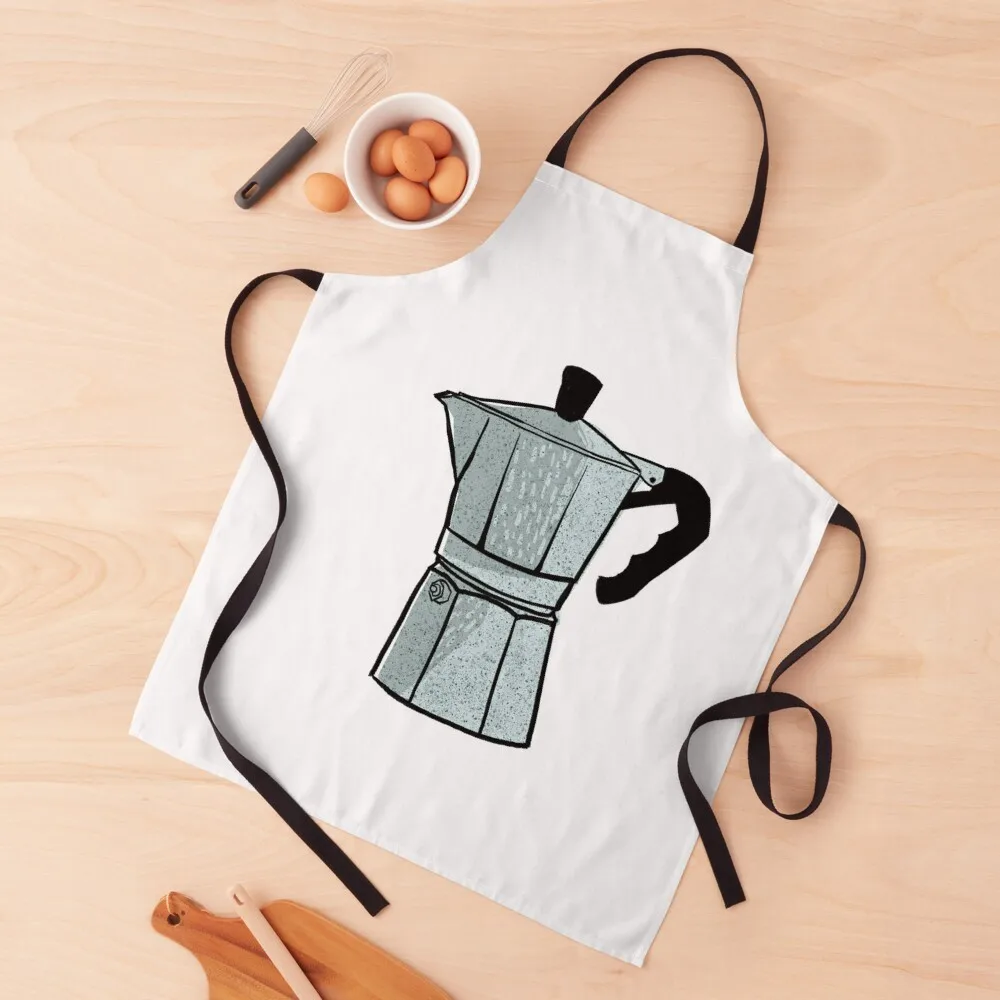 

Moka Pot Art Print | Essential Decor for Cafeterias and Coffee Enthusiasts Apron Useful Things For Kitchen Beauty Apron