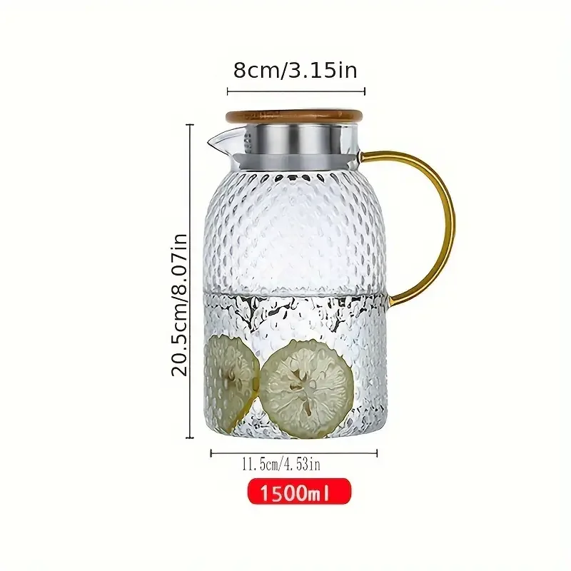 Description Picture 3 of itemGlass Pitcher Glass Pitcher with Lid  High Borosilicate Glass Heavy Duty Water Pitcher for Cold/Hot Drinks Iced Tea Juice Milk