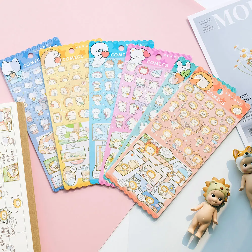 Cute Animal Stickers Handicraft Material Diary Stationery Sticker Happy Planner Scrapbooking Accessories Supplies NEKONI
