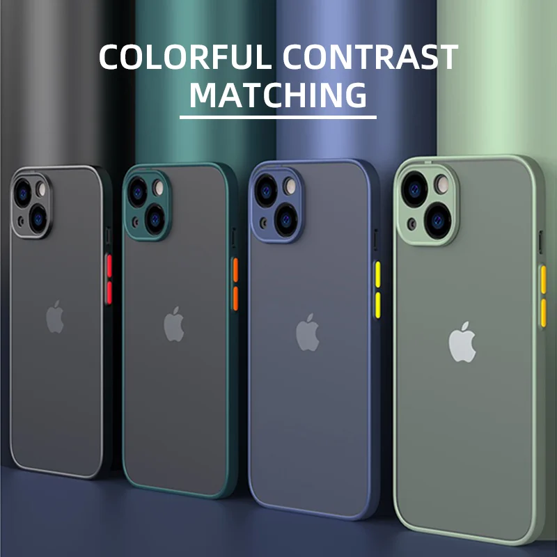 apple iphone 13 mini case leather Shockproof Armor Matte Case For iPhone 13 12 11 Pro Max XR XS X 7 8 Plus SE Mini Luxury Silicone Bumper Clear Hard PC Cover Capa iphone 13 mini waterproof case