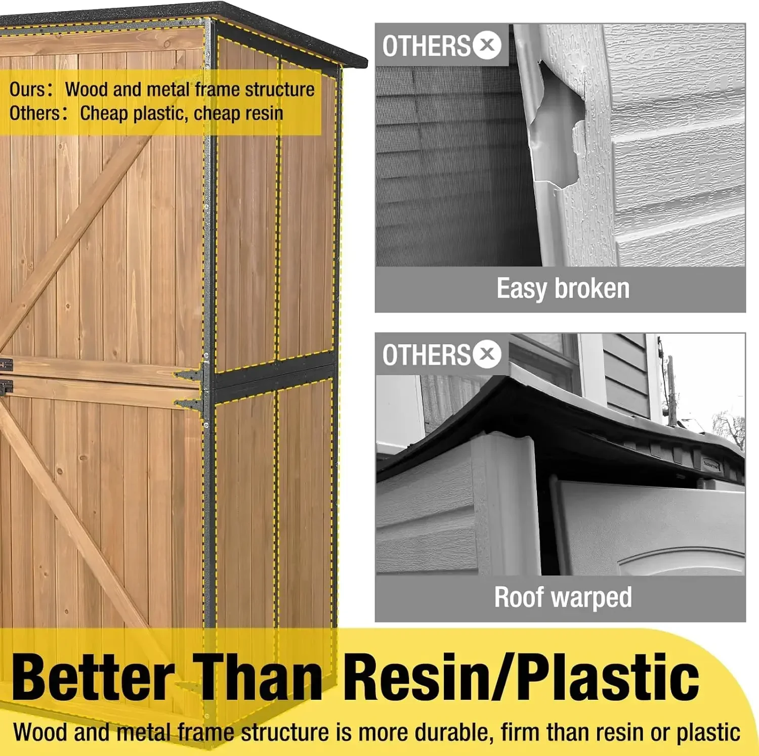 Outdoor Storage Shed Upgraded with Strong Metal Frame Garden Tool Shed Storage House Cabinet with Adjustable Shelfs 4