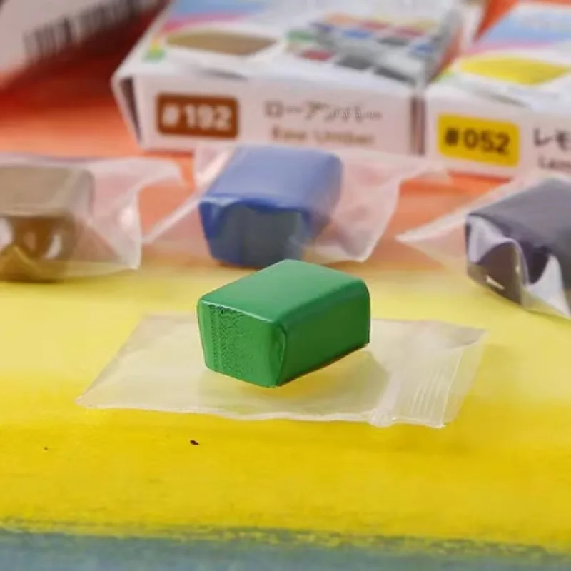 일본 투명 단색 수채화 안료 단일 블록 보완 세트, 휴대용 아티스트 아트 수채화 페인팅 창작 페인트