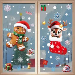 Festive Reusable Christmas Window Stickers - Snowman, Santa, and Tree Design for 30x20cm (2 combinations)