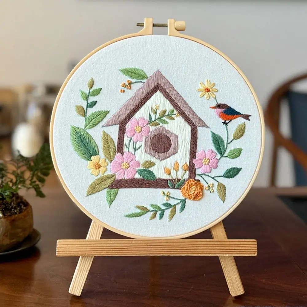Home Decor DIY Bird Flower Embroidery Kit Colorful Floral Cross Stitch Set Hand stitched Handmade Embroidery Set Adults