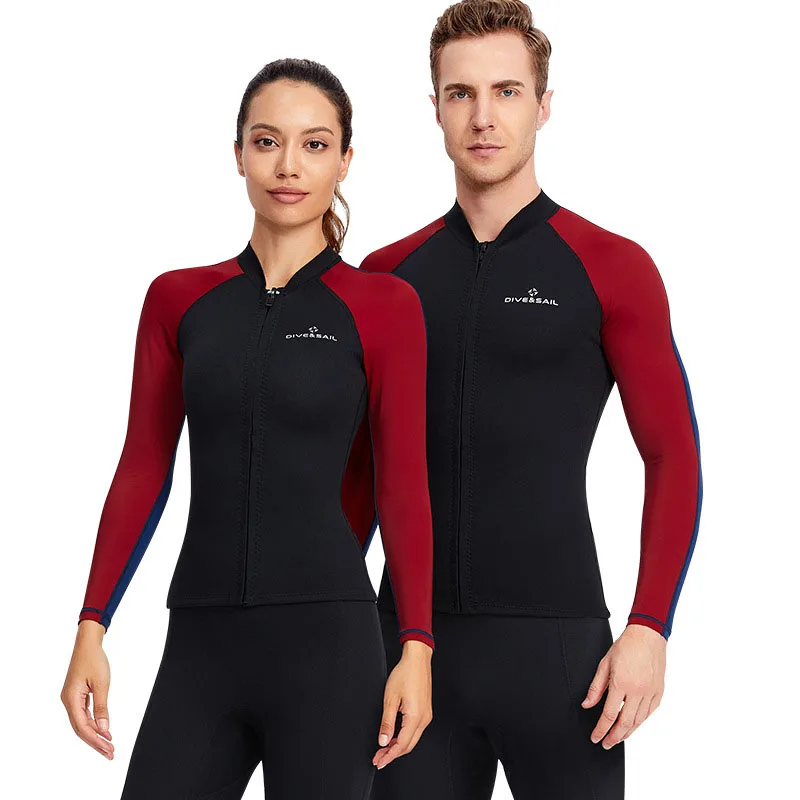 

2023 New 1.5MM Diving Suit Men Split Top Long Sleeve Thermal Neoprene Wetsuit Women Snorkeling Surfing Suit Sunproof Swimsuit