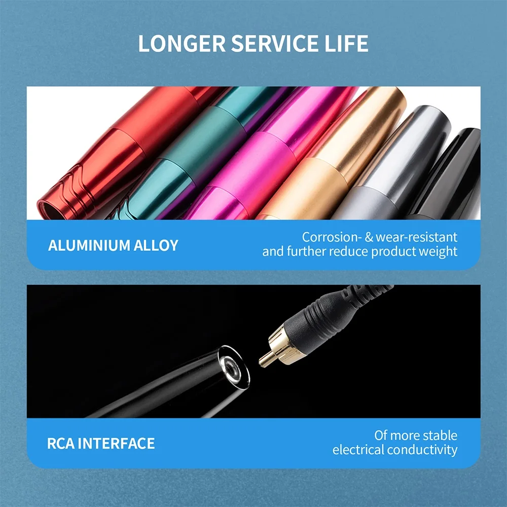 12000RPM Double Head Tattoo PMA Powerful Coreless Motor Tattoo Rotary Pen Permanent Makeup Body Tattoos Eyebrows Lips Eyeliner