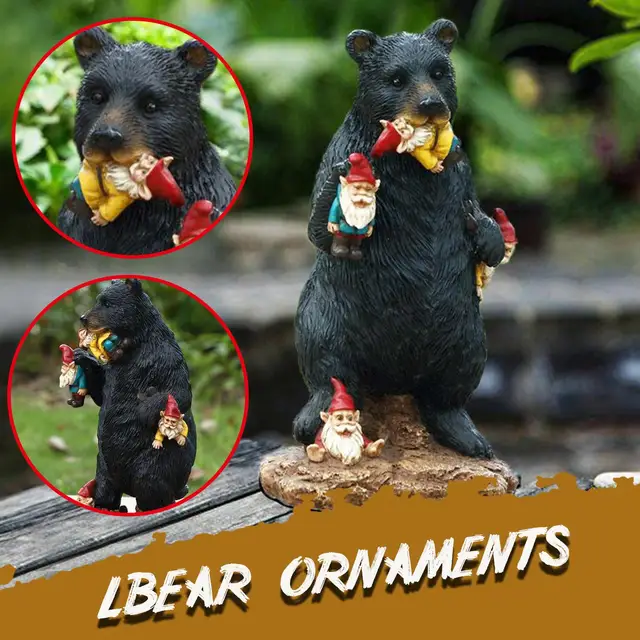 A Tételt Törpék Bajban Vannak Medve Szobor Kreatív Gyanta Dekorációval Beltéri Kültéri