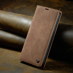 CaseMe Retro Leather Wallet Phone Flip Case with Magnetic Closure and Card Slot Holder for iPhone 12 Pro Max (Brown)