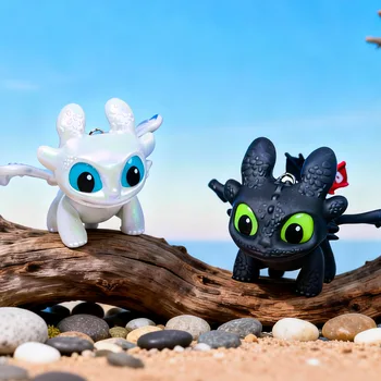 Nuevo 2026 Genuino Llavero, Colgante para Mochila y Adorno para Coche de Toothless Night Fury Light Fury con alas móviles y luz 1
