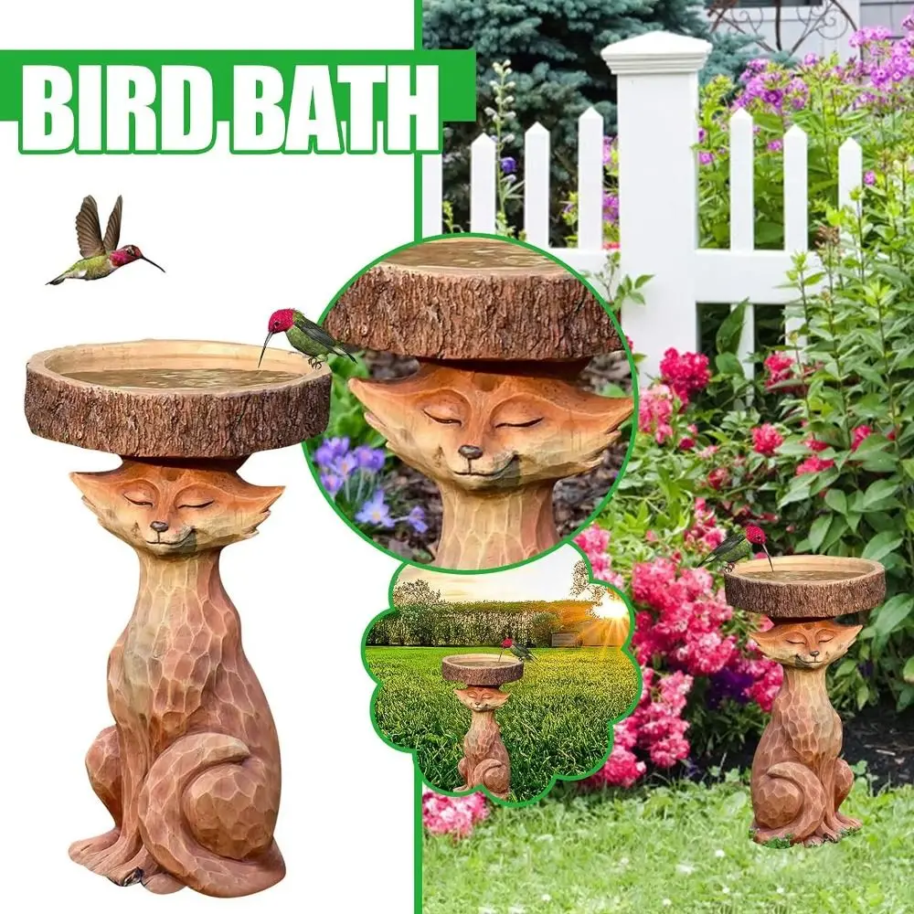 

Cute Bird Bath Creative Waterproof Durable Bird Feeder Bowl Resin Portable Hedgehog Sculptures Garden Decoration