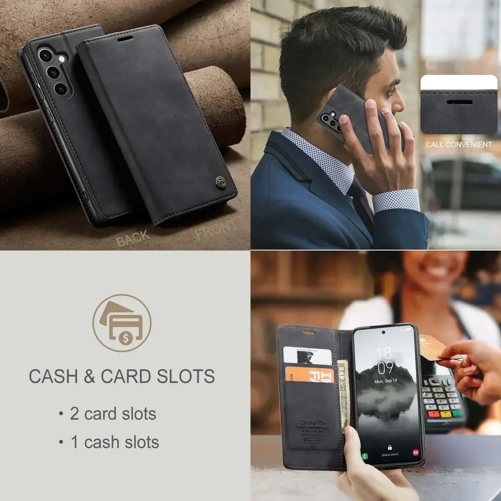 Premium Flip Leather Card Wallet Cover - Versatile Luxury Phone Case