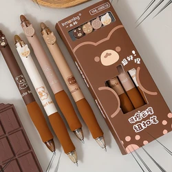 4pcs Erasable Blue Color Gel Ink Pens Set Coffee Bear & Icecream Soft Holding 0.5mm Ballpoint for Writing F7482
