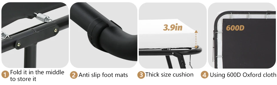 Description Picture 3 of itemFolding Bed Camping Cot Portable Beds Folding Bed Frame with 3.9 Inch Comfort Foam Mattress Strong Sturdy Frame Heavy Duty L77*W