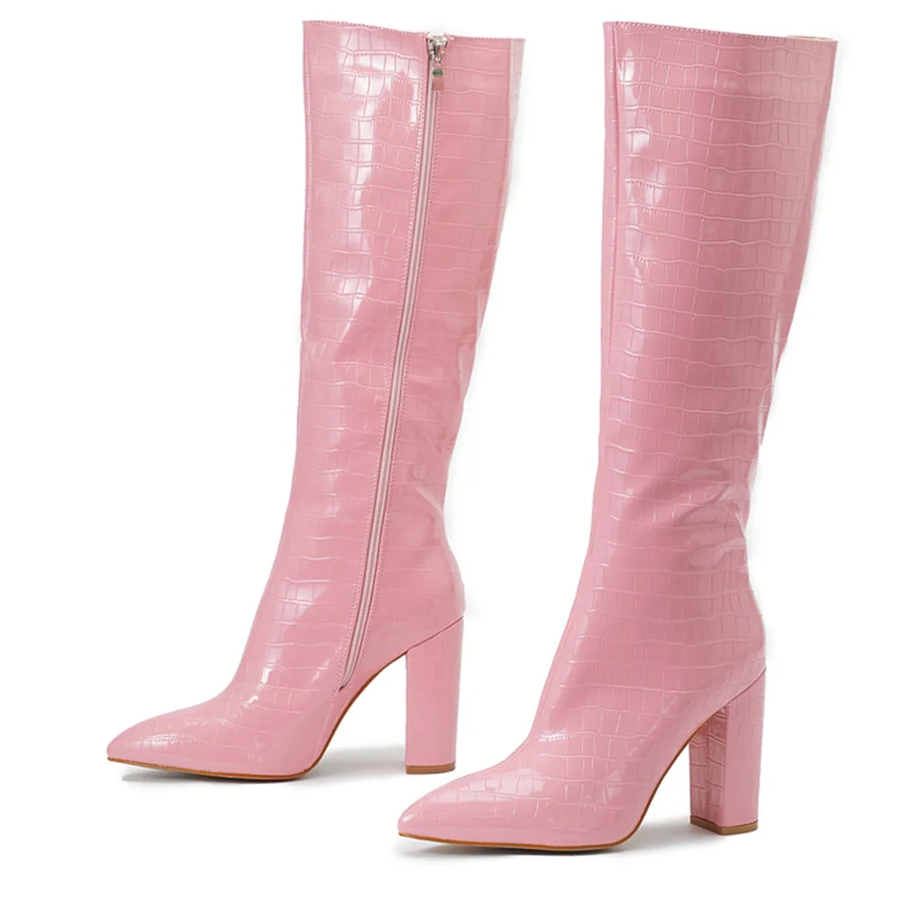 pink 60s boots