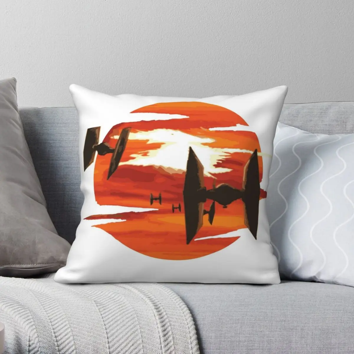 

Квадратная наволочка Ride Of The Tie Fighter из полиэстера и льна с бархатным узором, декоративная Декоративная Подушка на молнии, чехол для подушки