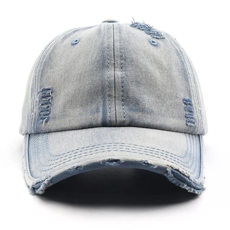 D&T 2024 New Fashion Baseball Cap Men Women Cotton Material Adjustable Retro Distressed Holes Vintage Sun Protection Casual Cap 2
