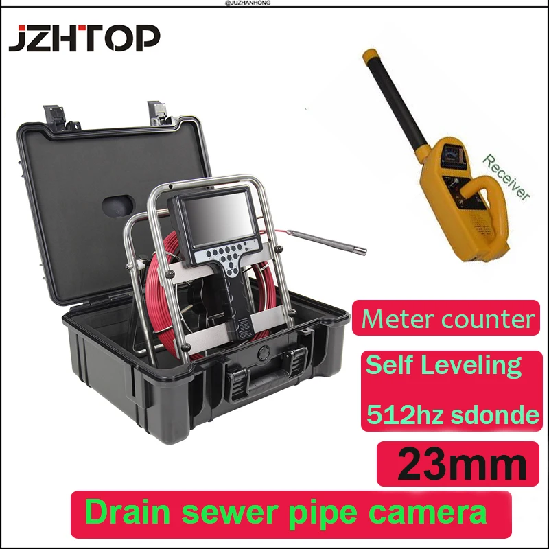 

23mm Self Leveling 512hz Transmitter Sonde Pipe Sewer Drain Inspection Camera Endoscope Borescope 7'LCD Meter Counter Receiver