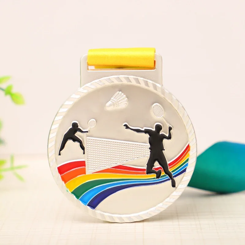 Customized Badminton Marathon Metal Medal, Wheat Ear Cup Gold, Silver, Bronze, Student Sports Competition Award Souvenirs, 10Pcs