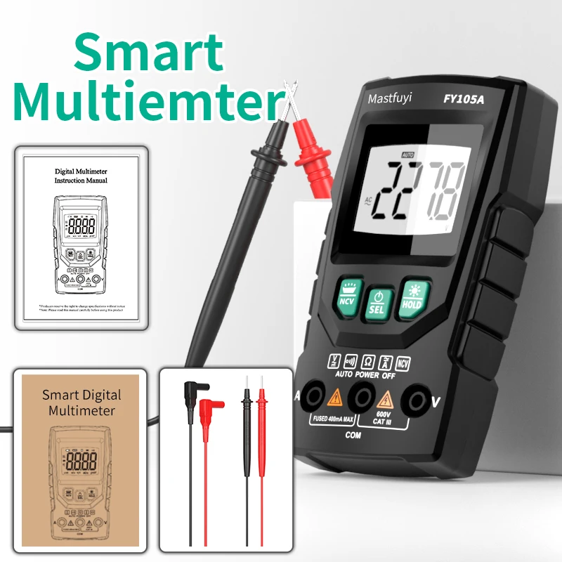 2024 New Digital Smart Multimeter Profesional Inteligente AC DC Voltage Current Auto Range Ohm Hz NCV Tester High Precision Tool 5