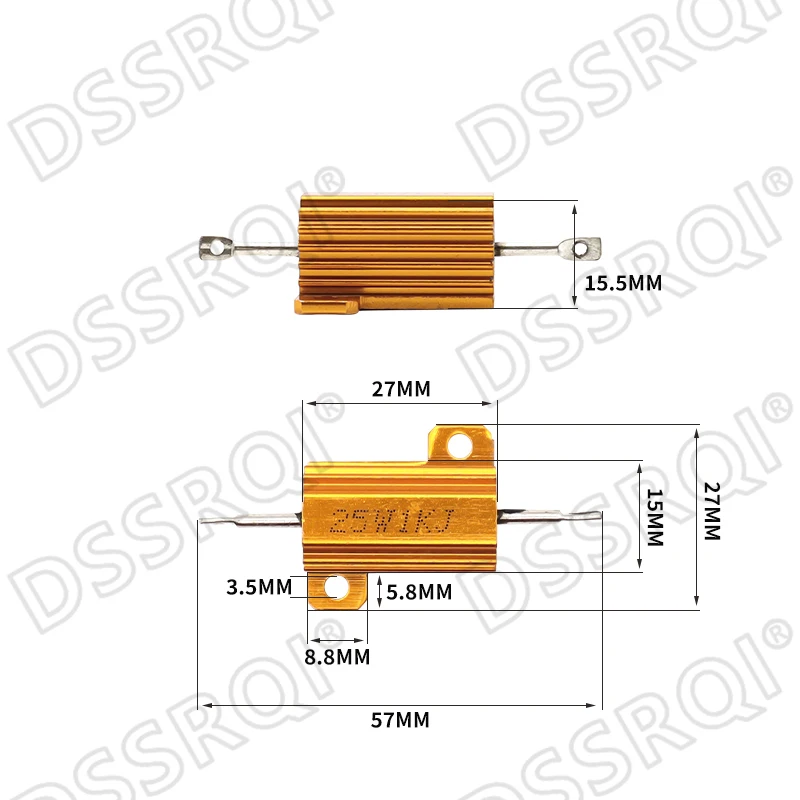 25W RX24 Aluminum Power Metal Shell Case Wirewound Resistor 0.01 ~ 30K 0.1 0.5 1 2 3 5 6 8 10 20 100 150 200 300 500 1K 10K ohm wirewound resistor