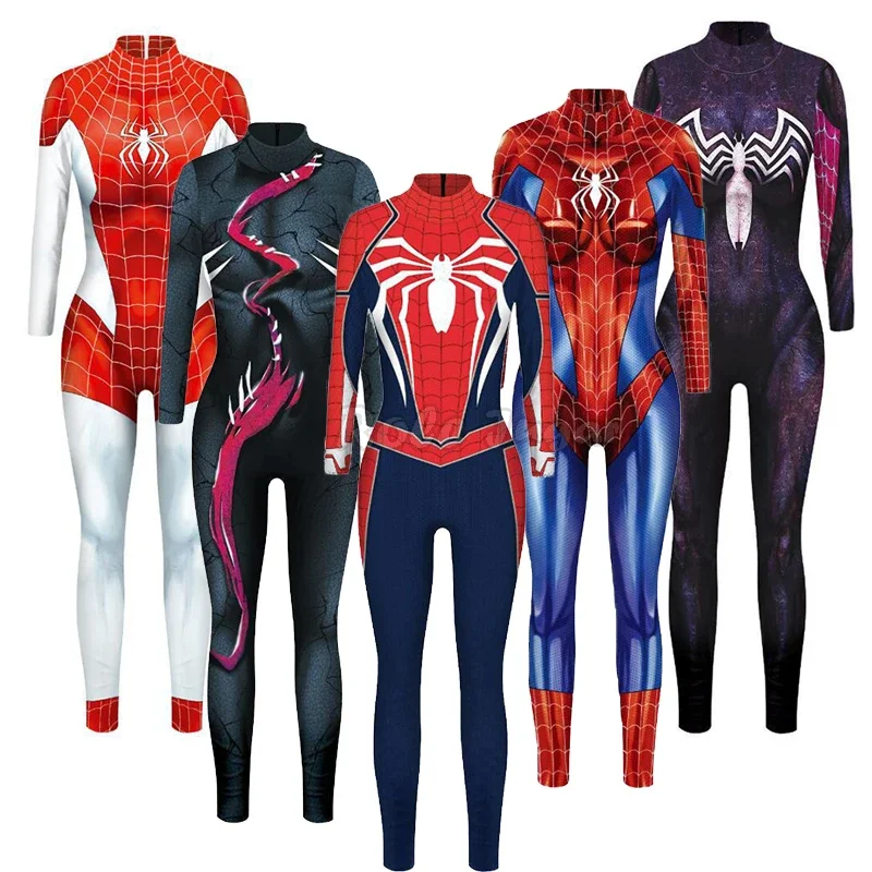 

Venom Superhero Sexy Zentai Jumpsuit Costume for Women Fantasy Costume Carnival Party Dress