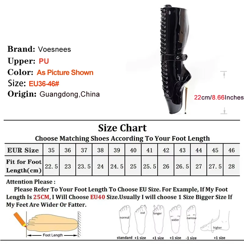 2025 New style Lace-up Ballet Boots Gothic stiletto heel Shoes sexy Fetish Club wear Women 22CM Metal Fine Heel Mid-calf Boots