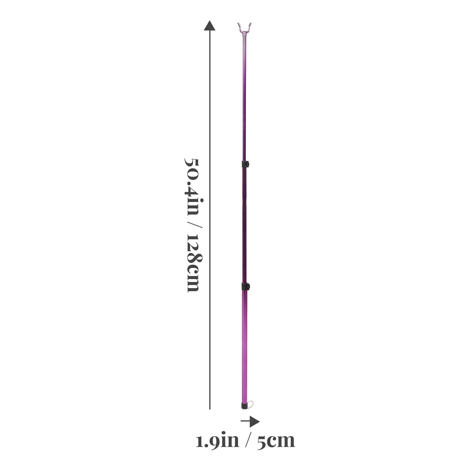 Clothes Fork Rod Telescopic Rail Reach Garment Pole Washing Line Purple Stainless Steel 2
