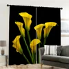 2pcs, spring summer Curtains yellow Calla Lily Sheer Curtains Versatile Polyester Decorations For Home Use for Living Room, 6