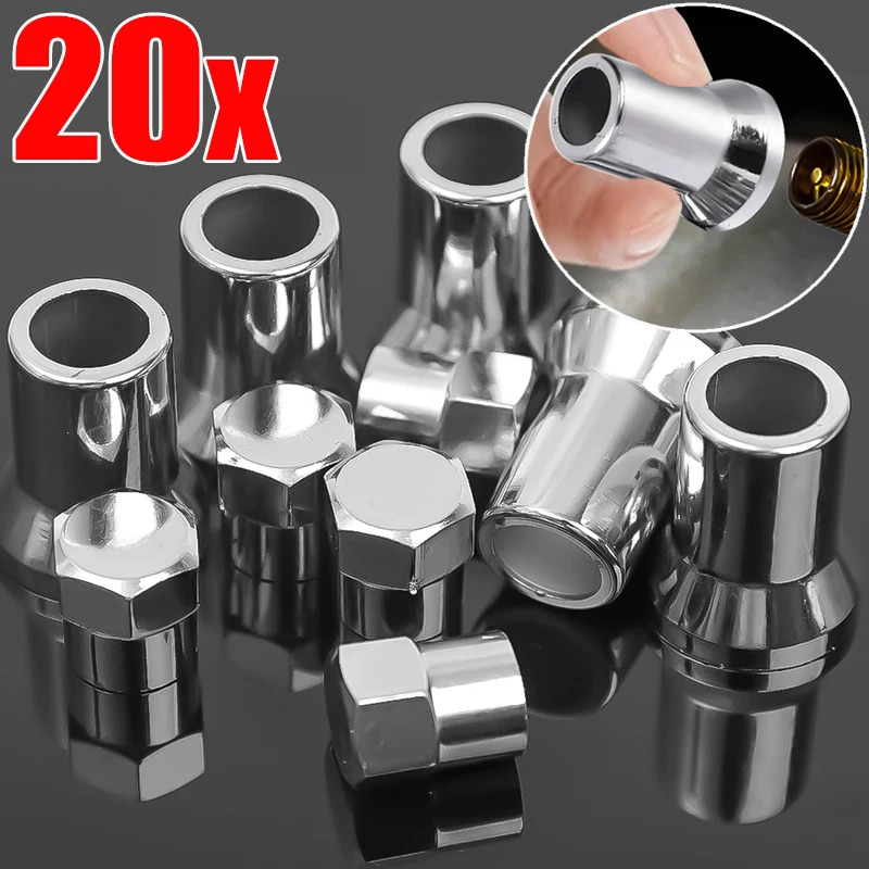 

10/20Pcs TR413AC Chrome Car Truck Tire Wheel Tyre Valve Stem Hex Caps with Sleeve Covers Left Right Front Rear Auto Accessories