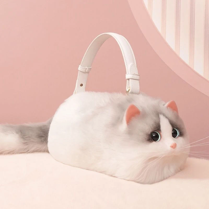 New cute popular cat small bag smooth hand feeling not easy to lose hair hundred mobile phone net red chain crossbody bag pet carrier bag pet bag shoulder messenger bag