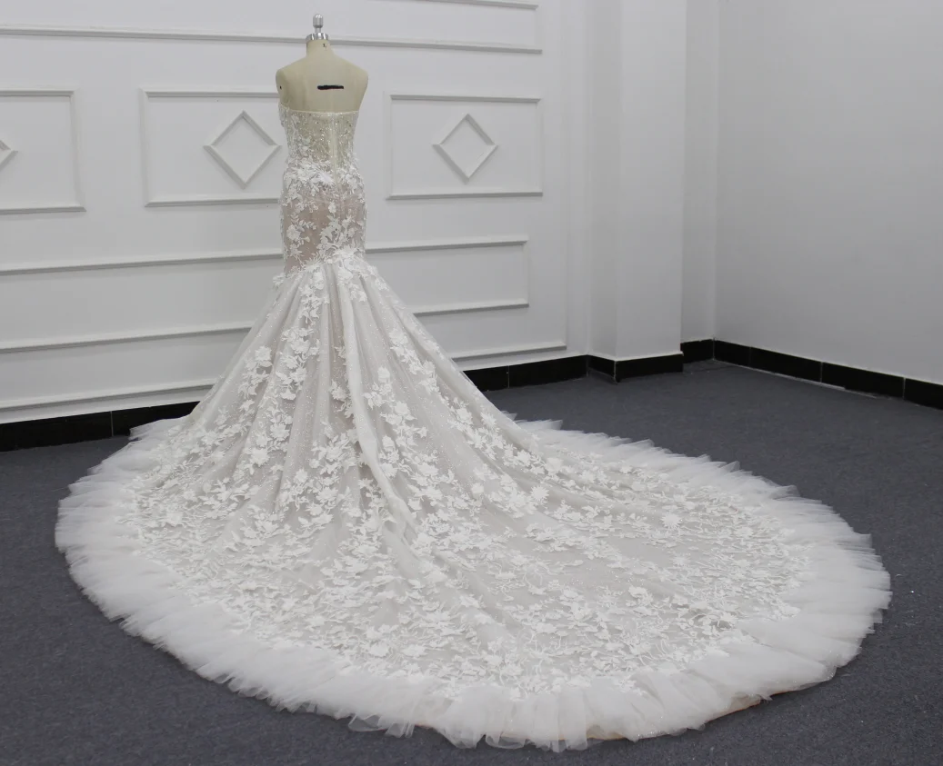 Eslieb made sweetheart lace shining wedding dress