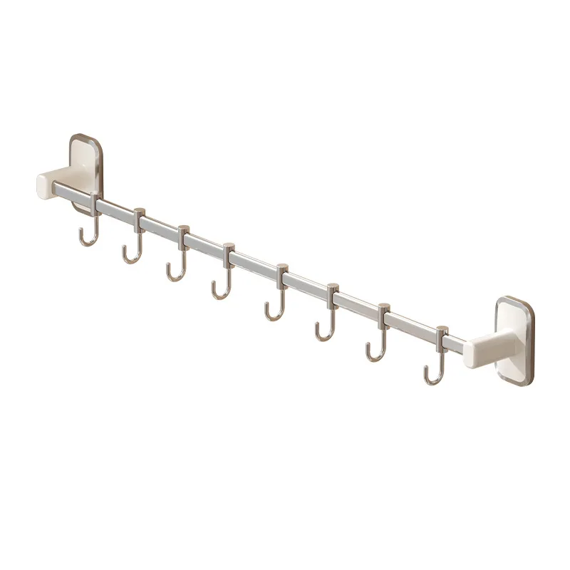 Kitchen hooks punch-free stainless steel wall-mounted kitchen utensil storage rack with removable suction cup hooks