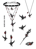 MASW Original Design Hiphop Cool Hot Girl Style Red Flower Black Bird Dangle Earrings For Women Gift Modern Jewelry Accessories 2