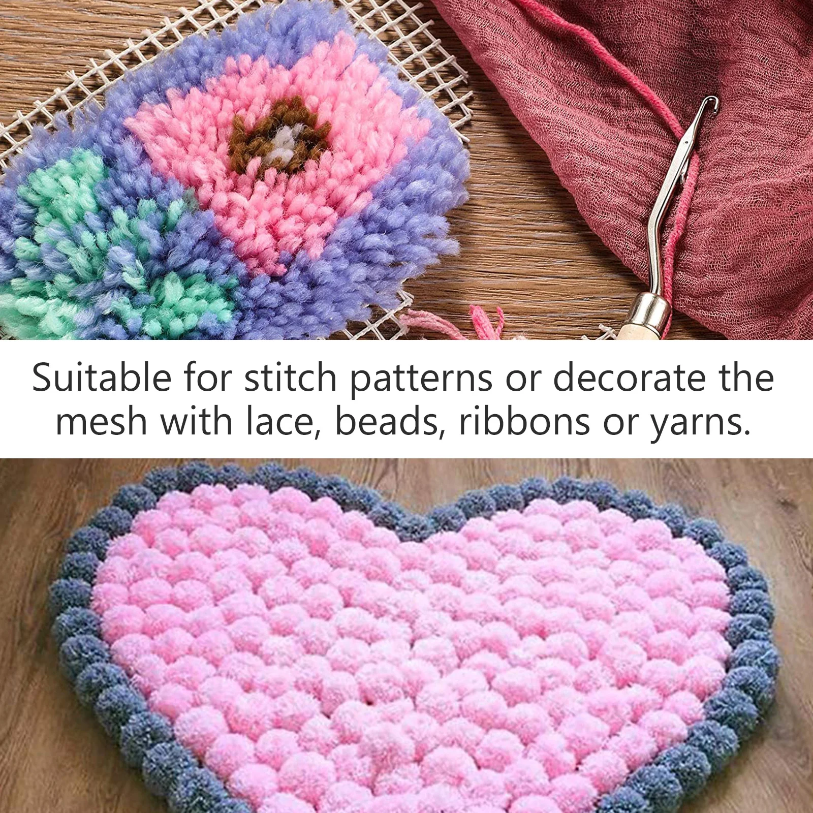 Plastic Woven Mesh Latch Hook Canvas Rug Making Tapestry Diy Embroidery Craft Handmade Supply Premium Material Cross Stitch