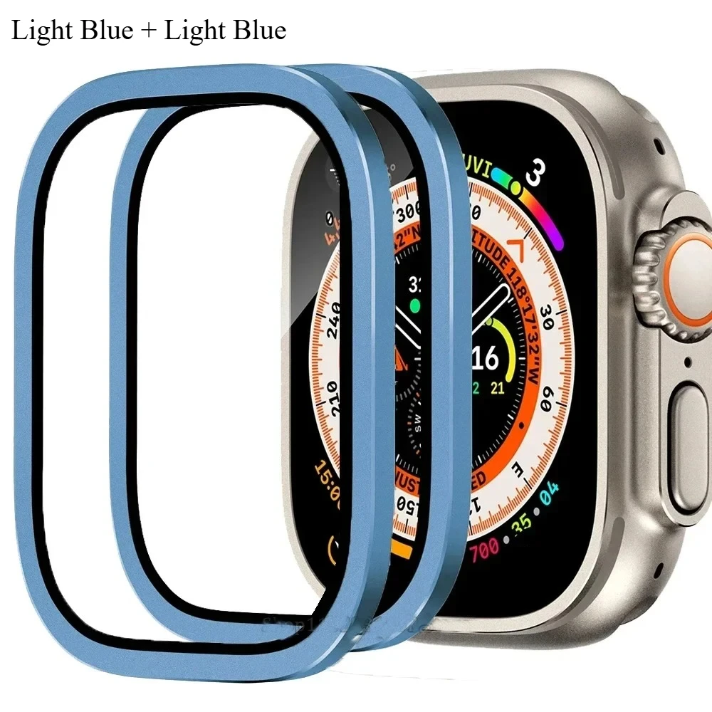 Premium Tempered Glass Screen Protector with Metal Bumper for Apple Watch Ultra 49mm - 2 Pack, Anti-Scratch, HD Clarity