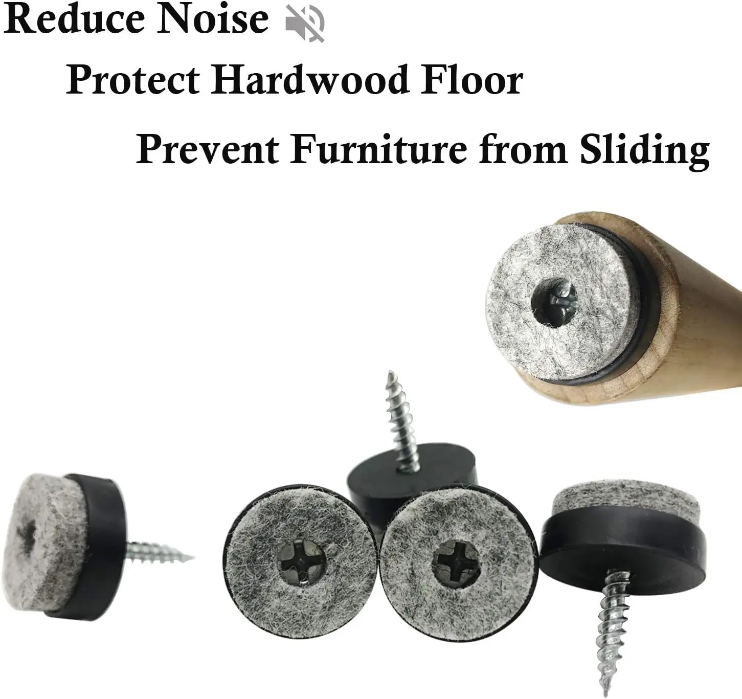 Chair Glide Pads 20Pcs Chair Glides Pad with Thick Felt Pads Furniture Glide Screw Round Screw-in Sliders Floor Protector for Wooden Legs Feets