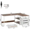 L Shaped Computer Desk with Storage Drawers, 59 inch Corner Desk with Shelves, Reversible L-Shaped Office Desk Study 2