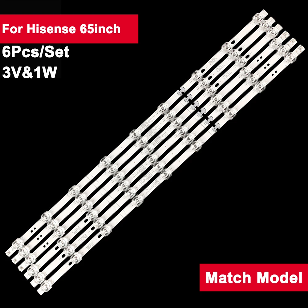 

6pcs 618mm Tv Backlight Bar For Hisense 65inch L.D65091330-003AS-M_V02 65Q7300U 65R6E3 65H6570G 65R6090G 65E3D-M HZ65A55E 65A52E