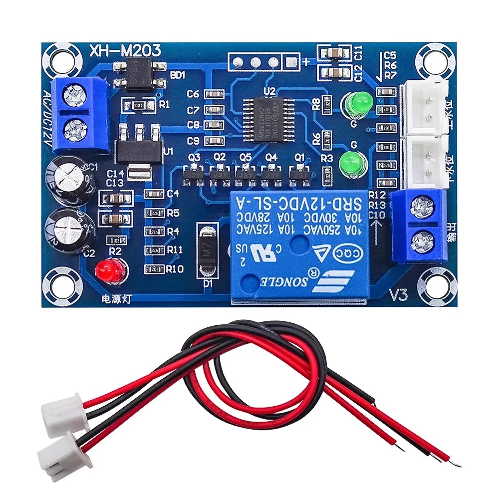 

XH-M203 Full Automatic Water Level Controller Pump Switch Module AC/DC 12V Relay 203B level water pump controller 12V Relay